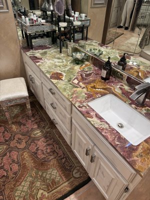 Bathroom Vanity Update - We took the existing vanity drawers/cabinets and applied a beautiful paint technique to make it stand out. Bathroom Vanity Update - We took the existing vanity drawers/cabinets and applied a beautiful paint technique to make it stand out.