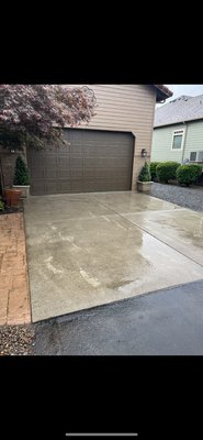Pressure wash and stain driveway - This concrete now is color matched with the home and surrounding s and protected more from the elements. Pressure wash and stain driveway - This concrete now is color matched with the home and surrounding s and protected more from the elements.