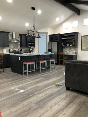 New open consept kitchen - This remodel in Cottonwood, we made one large grate room with exposed beams, new windows, and an 8' high pantry door New open consept kitchen - This remodel in Cottonwood, we made one large grate room with exposed beams, new windows, and an 8' high pantry door