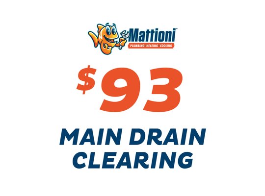 $93 Main Drain Clearing + A Free Camera Inspection - Since 1948, we have been proudly providing Southeastern PA with unmatched plumbing, sewer, heating, and air conditioning services. Mattioni offers same-day emergency service. During any emergency, we will walk you through any immediate steps that need to be done to prevent any further damage and we’ll dispatch a highly trained technician in a fully-stocked vehicle for fast, same-day service.
Must have an outside cleanout to receive promotion. $93 Main Drain Clearing + A Free Camera Inspection - Since 1948, we have been proudly providing Southeastern PA with unmatched plumbing, sewer, heating, and air conditioning services. Mattioni offers same-day emergency service. During any emergency, we will walk you through any immediate steps that need to be done to prevent any further damage and we’ll dispatch a highly trained technician in a fully-stocked vehicle for fast, same-day service.
Must have an outside cleanout to receive promotion.