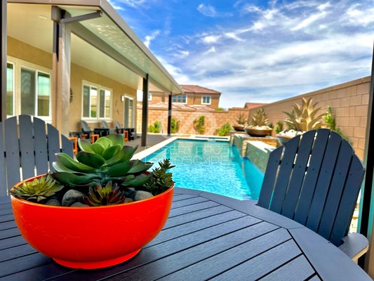 Monte Vina Residence - This backyard renovation was designed to fit and match all aspects of our clients needs. He needed a place to enjoy with the family and have his cup of coffee in the mornings. This is what an oasis would look in the desert!