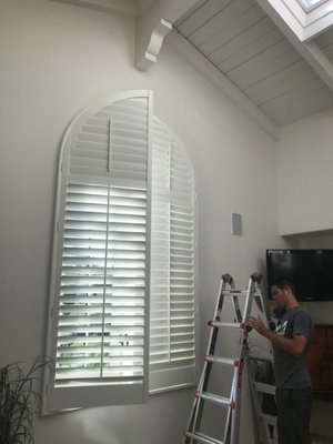 Installation for a large dark wood shutter - This was an installation for a large dark wood shutter that was being changed out from a white shutter in Fairbanks Ranch Installation for a large dark wood shutter - This was an installation for a large dark wood shutter that was being changed out from a white shutter in Fairbanks Ranch