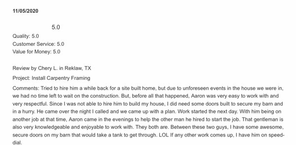 Reviews From Angi - Proven quality of service! See what my previous clients have to say.