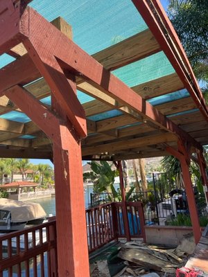 patio cover removal - we got called to remove a patio by the lake from top to bottom.