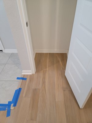 Engineered Hardwood Installation - This remodel was done on a living room, the prior flooring was carpet but the customer wanted Engineered Hardwood instead. Engineered Hardwood Installation - This remodel was done on a living room, the prior flooring was carpet but the customer wanted Engineered Hardwood instead.