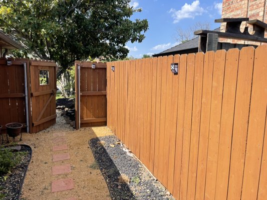 Fence Staining July 2022 - This customer requested a fresh coat of stain on her fence, we power washed the fence two days ahead, allowed the fence to dry, and hand brushed 1,142 sqft of fence. Fence Staining July 2022 - This customer requested a fresh coat of stain on her fence, we power washed the fence two days ahead, allowed the fence to dry, and hand brushed 1,142 sqft of fence.
