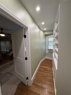 Closet Build (2024) - This closet build was framed and built for a couple in their master bedroom. After talking and consoling with our customer, this was our final product. Everything she was in visioning came true. She was over the moon and exited for her new closet. All work you see was done by the CAPPS crew. (2024)
