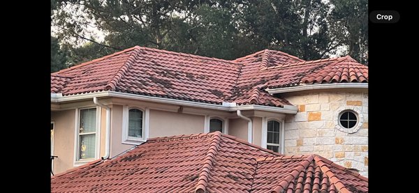 Spanish Tile Roof Wash - This was a Spanish Roof Clay tile that needed a good wash. Spanish Tile Roof Wash - This was a Spanish Roof Clay tile that needed a good wash.