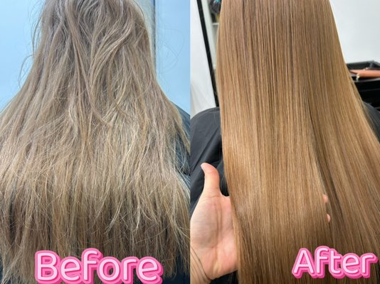 Japanese Negative Ion Straightening & Protein Smoothing Treatment - Japanese Straightening combined with Keratin Smoothing Treatment for ultimate frizz control and sleek repair. This dual treatment delivers long-lasting pin-straight sleekness while infusing keratin protein deep into the hair shaft to restore damaged bonds. Leaves hair exceptionally soft, glossy, and humidity-resistant with an effortless, mirror-shine finish. Japanese Negative Ion Straightening & Protein Smoothing Treatment - Japanese Straightening combined with Keratin Smoothing Treatment for ultimate frizz control and sleek repair. This dual treatment delivers long-lasting pin-straight sleekness while infusing keratin protein deep into the hair shaft to restore damaged bonds. Leaves hair exceptionally soft, glossy, and humidity-resistant with an effortless, mirror-shine finish.