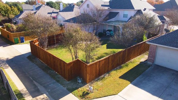 New Fence 6ft Side by Side Pre-Stained cedar - Beautiful new fence so they can enjoy their backyard with this 6ft Cedar fence all PreStained cedar. New Fence 6ft Side by Side Pre-Stained cedar - Beautiful new fence so they can enjoy their backyard with this 6ft Cedar fence all PreStained cedar.