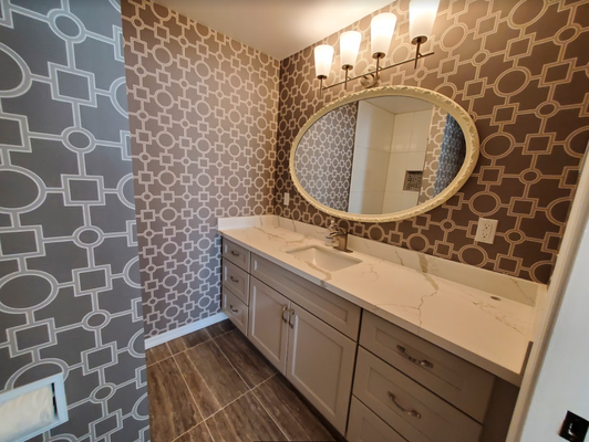 Wallpaper Installation - Keen to details- We always make sure our clients get the service we outline and the service they want. Happy client — happy us.Our team arrive on time for a scheduled appointment, prepare and protect the room beforehand: cover the furniture with plastic transparent rolls, remove panels from outlet and tape them over, drape drop cloths over anything remaining and then lay drop cloths on the floor. Wallpaper Installation - Keen to details- We always make sure our clients get the service we outline and the service they want. Happy client — happy us.Our team arrive on time for a scheduled appointment, prepare and protect the room beforehand: cover the furniture with plastic transparent rolls, remove panels from outlet and tape them over, drape drop cloths over anything remaining and then lay drop cloths on the floor.
