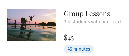 Group Lessons - These are lessons with 3-4 students and coach.