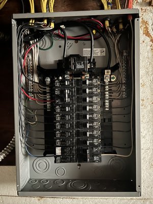 Panel upgrade - A sturdy panel was not given the care and attention it needed. We came in and replaced the entire panel to clean it up. Believe it or not, there is twice as many circuits in the new panel than the old one!