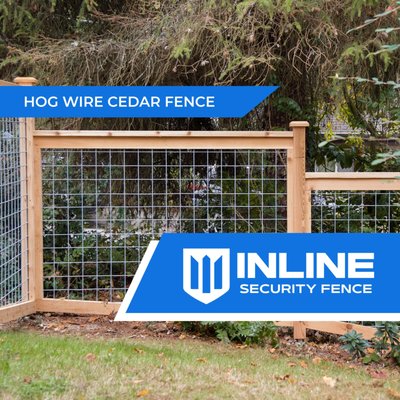 Hog Wire Cedar Fence - Hog Wire Cedar Fence offered by Inline Security Fence! Hog Wire Cedar Fence - Hog Wire Cedar Fence offered by Inline Security Fence!