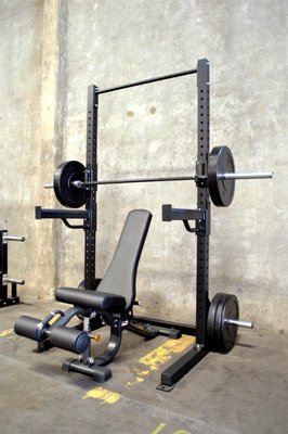 Half Rack Packages - We offer package deals for all of our half racks. They include your choice of half rack, adjustable bench, 20kg men's bar, pair spring collars, and 230lbs bumper plates. Come see them in our showroom today. Half Rack Packages - We offer package deals for all of our half racks. They include your choice of half rack, adjustable bench, 20kg men's bar, pair spring collars, and 230lbs bumper plates. Come see them in our showroom today.