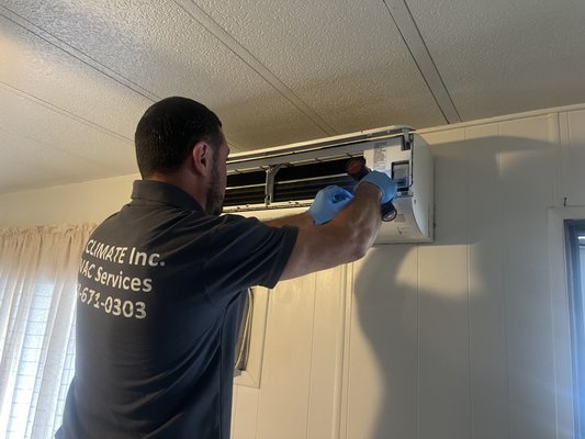 Mini Split AC Cleaning - Breathe easier and enjoy a cooler, cleaner home with our expert mini-split AC cleaning service. Over time, dust, allergens, and mold can build up inside your unit, reducing efficiency and air quality. Our thorough cleaning targets every component—from filters to coils and fans—removing hidden dirt and ensuring your system runs quietly and efficiently.
Perfect for high-traffic spaces like the living room, this service helps improve airflow, lowers energy costs, and keeps your home feeling fresh and comfortable. Experience the difference of clean, purified air with a professionally serviced mini-split AC. Mini Split AC Cleaning - Breathe easier and enjoy a cooler, cleaner home with our expert mini-split AC cleaning service. Over time, dust, allergens, and mold can build up inside your unit, reducing efficiency and air quality. Our thorough cleaning targets every component—from filters to coils and fans—removing hidden dirt and ensuring your system runs quietly and efficiently.
Perfect for high-traffic spaces like the living room, this service helps improve airflow, lowers energy costs, and keeps your home feeling fresh and comfortable. Experience the difference of clean, purified air with a professionally serviced mini-split AC.