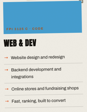 Web Design & Development - Your brand is a fingerprint. We design it, market it, build it, wire it into one system, and put real ink on real material, all under one roof in Hutto, Texas.

What makes us different is our partnership approach. We don’t just deliver a product—we deliver a process that grows with your business. Our CORE 300 system combines strategy, creativity, and consistency to keep your brand strong, visible, and profitable. At Fingerprint Ideas, every project is handled with care, every client gets personal attention, and every result leaves a lasting impression.