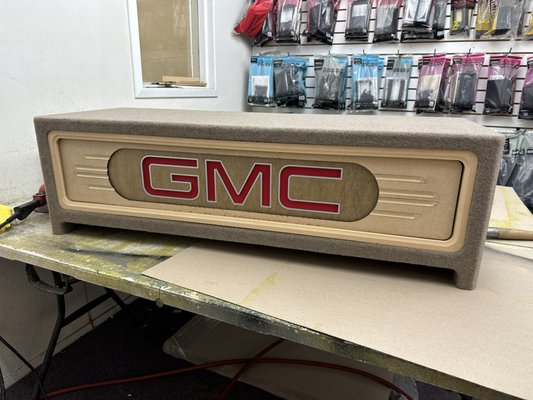 GMC Tahoe Sub Enclosure - Here is a custom enclosure built for 4 10 inch Sony ES Subwoofers. The enclosure provides quick tight bass and fills the customers Tahoe with plenty of low end vibrations.