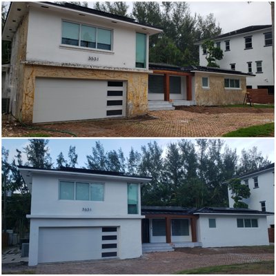 Home Restucco and Painted - Home had Ivy growing on walls. We had to preasure wash the walls, refinish the walls, prime and paint it twice for a pefect look!