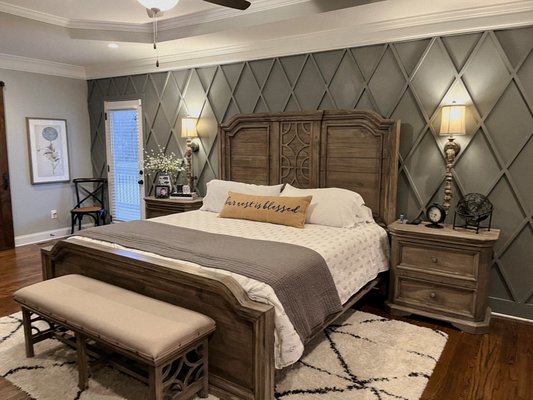 Bedroom Revamp - Wanted to give the bedroom a "rustic" style to the bedroom as well as have an accent wall color.