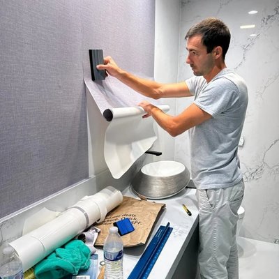 Bathroom laminated
wallpaper Northridge - The client chose the design, the measurements were taken, the wallpaper was made and laminated, 100% resistant to moisture and external damage, the installation was scheduled and the project was realized. Bathroom laminated
wallpaper Northridge - The client chose the design, the measurements were taken, the wallpaper was made and laminated, 100% resistant to moisture and external damage, the installation was scheduled and the project was realized.