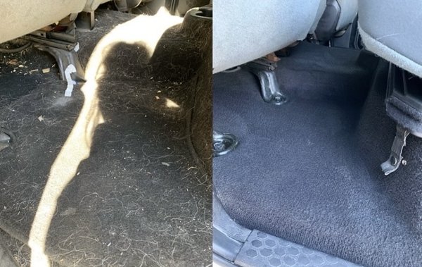Pet Hair Removal - Pet hair can be notoriously difficult to remove from vehicle interiors due to its tendency to weave into fabric fibers and cling to surfaces through static electricity. This makes standard cleaning methods often ineffective. At American Wolf Autoworks, we offer high-quality cleaning services specifically designed to tackle stubborn pet hair. Our expert team uses specialized tools and techniques to ensure a thorough and efficient removal, leaving the vehicle's interior spotless and refreshed.