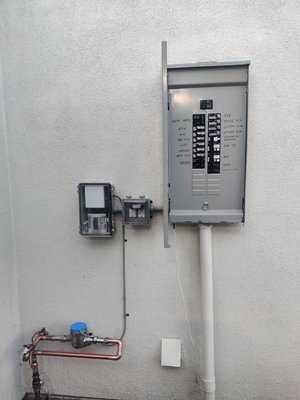 Electric and water meter installation for accessory dwelling unit (ADU). - Electrical and water meter for ADU.