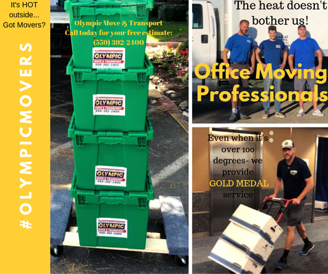 Commercial Office Move - We moved a commercial office that was 6000+ square feet and required special floor preparation with Masonite because the floor is marble. We also provided re-usable crates for packing. There was a long carry at origin and destination. We did this job over 2 days and it took 4 Olympic crew members. Commercial Office Move - We moved a commercial office that was 6000+ square feet and required special floor preparation with Masonite because the floor is marble. We also provided re-usable crates for packing. There was a long carry at origin and destination. We did this job over 2 days and it took 4 Olympic crew members.