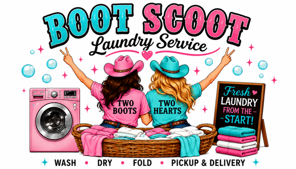 Boot Scoot Laundry Service - Laundry piling up? Let Cheryl & Tina take it off your hands! Boot Scootin’ Laundry Service offers convenient wash, dry & fold with pickup and delivery. From busy families and professionals to seniors, students and vacation rentals—we’ll treat your laundry with care.