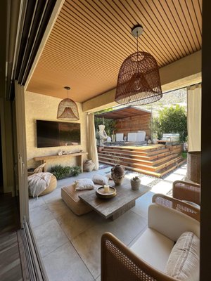 Patio Installation - Using siding panels for patio installation can be an innovative and aesthetically pleasing choice that adds both functionality and style to your outdoor living space.
Here are some considerations and benefits of using siding panels for patio installation:
Versatility in Design:
Siding panels come in various materials, textures, and colors, providing a wide range of design options. This versatility allows you to match the patio's aesthetic with the overall style of your home.
Weather Resistance:
Many siding materials are designed to withstand harsh weather conditions. Choosing weather-resistant siding panels ensures the longevity and durability of your patio, even in varying climates.
Low Maintenance:
Siding materials often require minimal maintenance. Opting for low-maintenance siding panels means you can enjoy your patio without the need for frequent upkeep, such as painting or staining.
Ease of Installation:
Siding panels are typically easy to install, making the construction process more straightforward and efficient. This can be a cost-effective solution, especially if you're looking for a patio makeover or extension. Patio Installation - Using siding panels for patio installation can be an innovative and aesthetically pleasing choice that adds both functionality and style to your outdoor living space.
Here are some considerations and benefits of using siding panels for patio installation:
Versatility in Design:
Siding panels come in various materials, textures, and colors, providing a wide range of design options. This versatility allows you to match the patio's aesthetic with the overall style of your home.
Weather Resistance:
Many siding materials are designed to withstand harsh weather conditions. Choosing weather-resistant siding panels ensures the longevity and durability of your patio, even in varying climates.
Low Maintenance:
Siding materials often require minimal maintenance. Opting for low-maintenance siding panels means you can enjoy your patio without the need for frequent upkeep, such as painting or staining.
Ease of Installation:
Siding panels are typically easy to install, making the construction process more straightforward and efficient. This can be a cost-effective solution, especially if you're looking for a patio makeover or extension.
