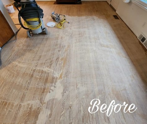 Refinishing old floor - Refinishing old wood with water-based finish and installation of new moldings. Refinishing old floor - Refinishing old wood with water-based finish and installation of new moldings.