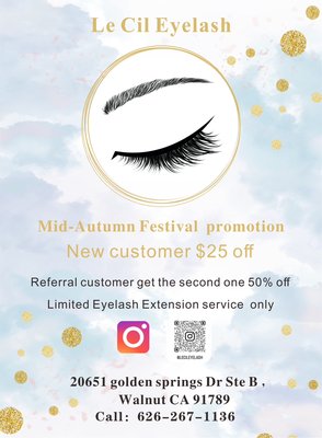 Pomotion - Mid-autumn day during the time , have more promotion about the eyelash extensions Pomotion - Mid-autumn day during the time , have more promotion about the eyelash extensions