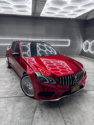 Black Mercedes E350 to Porsche Gem Red Custom Wrap - Before and After Black Mercedes E350 to Porsche Gem Red Custom Wrap - Before and After