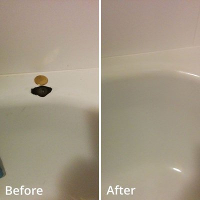 Before/After - Bathtub - You don't have to live with your chipped bathtub and you certainly do not need to go out and buy a new one! Simply let The Top Doc take care of those problem areas and make them good as new.