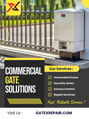 Commercial Gate Repair - Commercial gate repair services by GateX specialize in the prompt and efficient repair of various types of gates for businesses and commercial properties. Offering 24/7 emergency response, GateX addresses issues such as mechanical failures, damage from accidents, and regular wear and tear. Their services include troubleshooting, replacement of damaged components, and maintenance plans to ensure optimal functionality and security. With a focus on minimizing downtime, GateX provides reliable solutions to keep commercial gates operational and secure, while also assisting with integration of advanced access control systems. Commercial Gate Repair - Commercial gate repair services by GateX specialize in the prompt and efficient repair of various types of gates for businesses and commercial properties. Offering 24/7 emergency response, GateX addresses issues such as mechanical failures, damage from accidents, and regular wear and tear. Their services include troubleshooting, replacement of damaged components, and maintenance plans to ensure optimal functionality and security. With a focus on minimizing downtime, GateX provides reliable solutions to keep commercial gates operational and secure, while also assisting with integration of advanced access control systems.