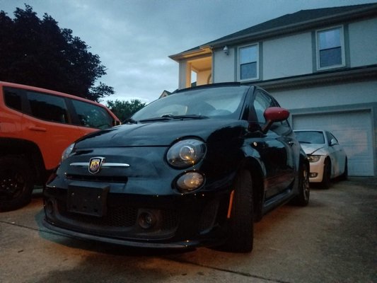 2014 Fiat 500c Abarth Structural Repair & Rebuild - Brought this 2014 Fiat 500c Abarth back from the salvage yard after a heavy passenger-side front collision that left the frame rail bent a full 1.5 inches. This wasn't a cosmetic bolt-on job , it took a complete tear-down, precise frame pulling, core support replacement, and meticulous alignment to get the body lines and front fascia sitting right again. From the structural pull on the bench to the final exterior detail, we squared up the chassis and got this Abarth looking and driving clean again.