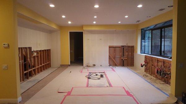 Kitchen and Bathroom Demolition - Gold River - This project in Gold River consisted of demolition of 3 bathrooms and a kitchen within a custom home with hand honed wood floors throughout the 1st floor.  Care had to be taken to ensure the home stayed clean and the wood floors received no damage.