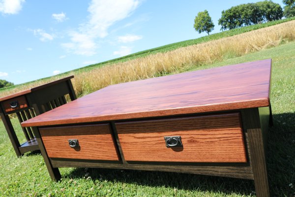 Coffee and End Table gallery - A coffee table is the center piece of any living room. Browse some of the tables that George's have designed and handcrafted over the years.

Designed and handcrafted in our own Lancaster County wood working shop.  Still looking for a unique design, contact us and we will bring your ideas to life.

Customer review:

We absolutely love our new furniture! The quality and workmanship are top notch. We will definitely be purchasing more items in the future, and would not hesitate to recommend George's Furniture to our family and friends.

William & Mary C.
June 5th 2023 | Center Valley , PA