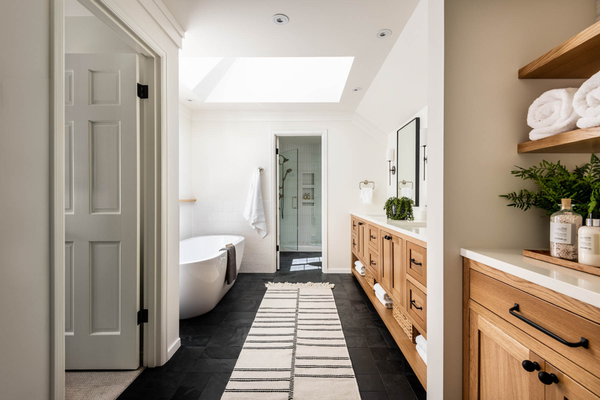 Kirkland Master Bathroom - This was a complete gut of a dated blue tile bathroom. We rearranged layout and increased size of shower. The clients picked great tile. Love this job.