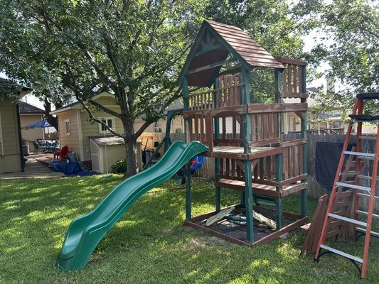 Children’s Playground Removal - Holy Junk safely removed and hauled a residential children’s playground.