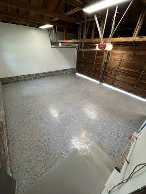 Garage Remodeling - The garage walls were thoroughly prepared for painting: all cracks were patched, surfaces were sanded, and primer was applied. The floor was cleaned, degreased, and prepped for epoxy coating to ensure a durable and long-lasting finish. The work was done carefully with great attention to detail.