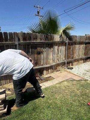 Tree removal and fence repair - Palm trees overgrew in between a fence damaging the fence. We were able to safely remove the fence , remove the overgrown trees and repair the fence