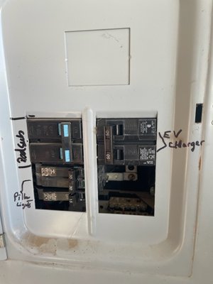EV Charging Station Installation - The EV Charging Station was a dedicated 50 Amp / 240 Volt Circuit from The Electrical Panel to the Garage.  Then, we had to install a NEMA 14-50 Female Plug for the EV Charger.
