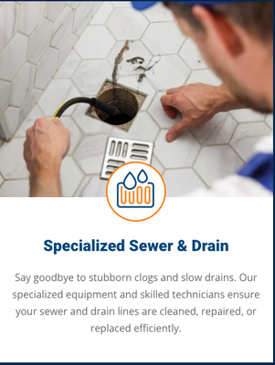 Sewer Repairs and Replacement - Say goodbye to stubborn clogs and slow drains. Our Specialized equipment and skilled technicians ensure your sewer and drain lines are cleaned, repaired, or replaced efficiently. Sewer Repairs and Replacement - Say goodbye to stubborn clogs and slow drains. Our Specialized equipment and skilled technicians ensure your sewer and drain lines are cleaned, repaired, or replaced efficiently.