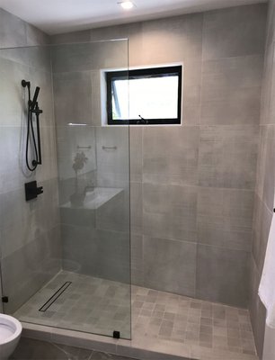 Walk In Shower Conversion - Walk-In Shower Conversion with Grey Tile and Stand alone glass Walk In Shower Conversion - Walk-In Shower Conversion with Grey Tile and Stand alone glass