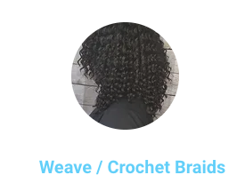 Weave / Crochet Braids - Weave / Crochet Braids
Full Sew-in w / leave out:  $250

 Full Sew-in w /closure:    $285  

Partial Sew-in:    $185        

  Full Bonded / Quickweave:   $165 

   Per track 

-Bonded:   $25

 -Sewn:   $35

 -Clip-ins:   $15

 Weave tighten:  $20 

 Crochet Braids

-pre twisted,braid,loc’d:  $150 

  -curly / wavy:  $175