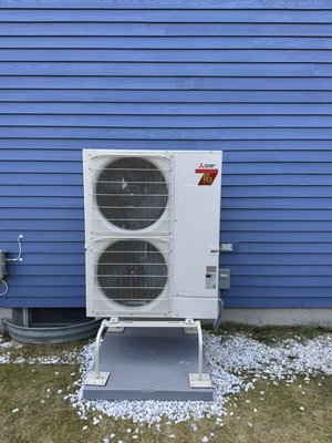 Mitsubishi multi zone hyper heat system installation - Installed this 4 ton Mitsubishi multi zone ducted system for a new customer to replace their current inefficient oil heat system.  
Customer got 5 years of 0 interest loan and 10000 back for mass save rebate as well.