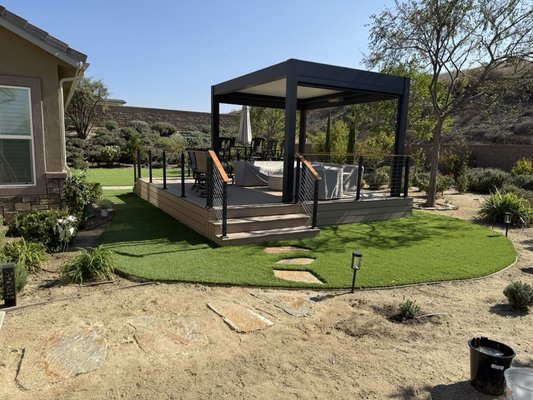 Pergola - The evolution of a dream outdoor space. 🛠️
We took this from a bare dirt patch to a fully custom deck and louvered pergola setup. Swipe to see the skeletal frame vs. the night-time glow.
Key features:
• Custom composite decking
• Modern cable railing with hardwood top rail
• Integrated LED lighting for the night vibes
• Motorized louvered pergola for sun control

#customdeck #builder #woodworking #landscapedesign #pergolabuild #decklighting #beforeandafter