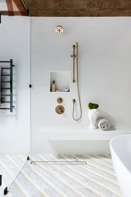 Stanley Ave. Bathroom Renovation - Complete renovation of master suite including gorgeous master bathroom with marble floors and walls.
Curb-less large steam shower with 2 shower heads and faucets,
Custom vanity with wall mounted faucets.