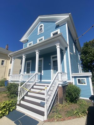 Exterior Painting - Weather can wear down your home’s exterior surfaces. Over time your paint will either begin to fade, crack, or peel off. The exterior house painting contractors at New Haven Painters LLC can help you protect your home from the weather.

We also can help repair any wood damage or wood rot. We believe that if you take these steps to resolving some of your painting concerns, then it will help you to avoid costly future problems, and increase your home’s value.

We use the highest-quality paint and stain products and our work is fully guaranteed. From trim to siding, wood to stucco, decks to fences, we can handle all your exterior home painting and staining needs.